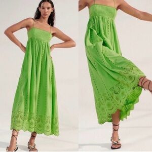 Zara Lime Green Eyelet Maxi Dress